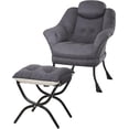 thumbnail image 1 of Dark gris lazy reading chair con ottoman, armrests, y a side pocket - ideal para para small spaces, 1 of 8