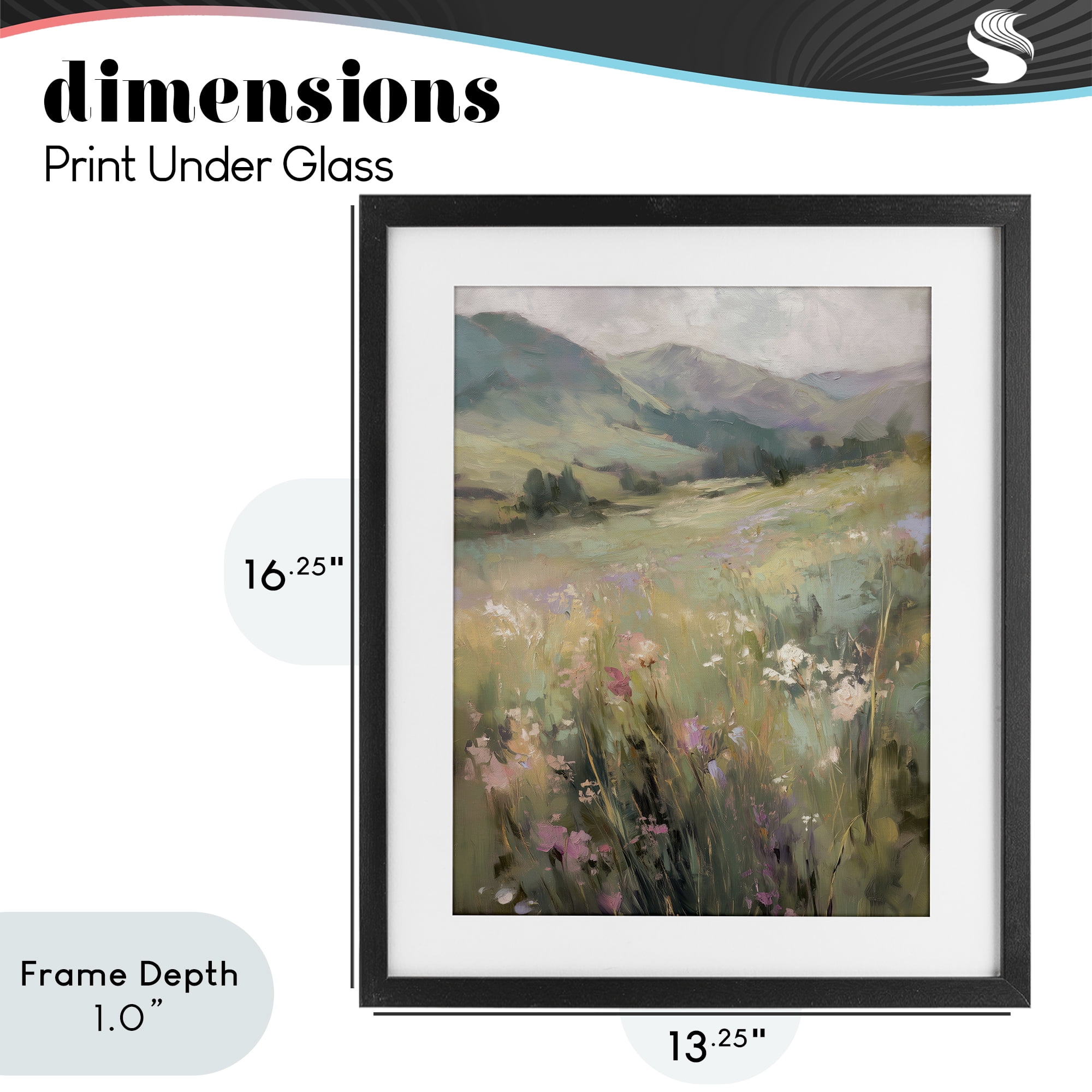 Stupell Industries Sunlit Meadows Landscape Black Framed Print Under Glass, design by Svetlana Aleynikova