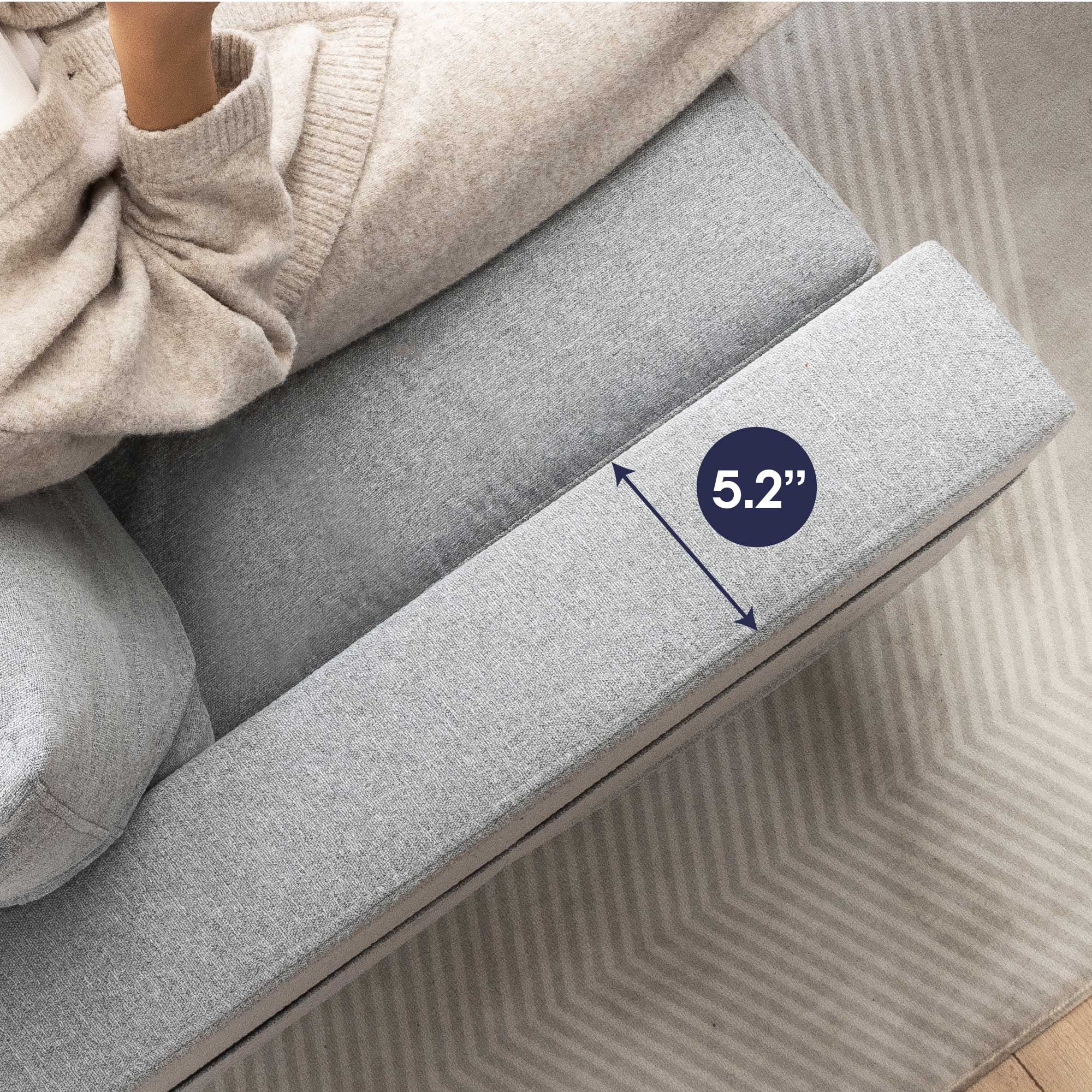 Liv Modern Upholstered Fabric Loveseat Sofa with Armrest Pockets, Light Gray