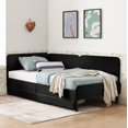 thumbnail image 5 of Resenkos Twin Size Upholstered Platform Bed Frame, 2 Storage Drawers, Adjustable Velvet Sofa Bed, Velvet+Plywood, Black, 5 of 17