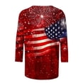 thumbnail image 3 of Plus Size July 4th Tshirts Womens 3/4 Length Sleeve Crewneck Graphic Tees Funny Holiday Patriotic Outfits Red, 4XL, 3 of 5