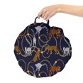 thumbnail image 2 of Lemur Round Floor Cushion with Handle, Exotic Tiger Leopard Madagascar Monkey Chains Abstract Repeating Pattern, Pillow for Living Room & Dorms, 18" Round, Apricot Dark Navy Blue, by Ambesonne, 2 of 4