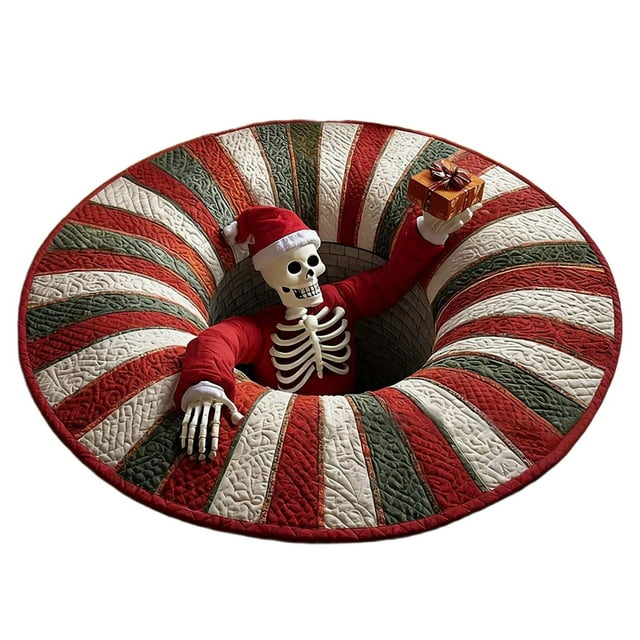 SIfdSeng Get it Fast 3D Visual Rug Santa up Design Festive Doormat for Xmas Indoor Outdoor Use for Front Door Bathroom Kitchen Holiday Season Carpet with Fille Santa