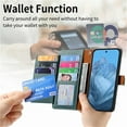 thumbnail image 3 of For Google Pixel 10 Pro XL 5G Leather Phone Case Wallet Zipper Pocket Pouch Folio Flip Cover Kickstand, Multi Anti-theft Card Holder Cash Slot, Double Magnetic Buckle, Wrist Lanyard,Green, 3 of 11