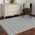 thumbnail image 4 of Grey Herringbone Stripes Washable Area Rugs 4'x6', Modern Abstract Geometric Gray Simple Lines Low Pile Throw Living Room Rug Non-Slip Sturdy Edge Binding Carpet for Indoor Entryway Bedside Kitchen, 4 of 9