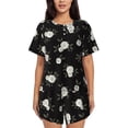 thumbnail image 1 of Fotbe Rose Flowers Conjunto de Pijama Estampado para Mujer, 2 Piezas, Ropa de Dormir con Camiseta de Manga Corta y Shorts Suaves-XX-Large, 1 of 6