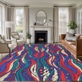 thumbnail image 2 of Tribal Style Washable Living Room Rugs 9'x12', Abstract Boho Ethnic Feather Leaf Low Pile Throw Large Area Rug Non-Slip Sturdy Edge Binding Carpet for Bedroom Dining Room Office, 2 of 9