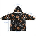 thumbnail image 7 of Halloween Dancing Skeletons and Pumpkins Pattern Blanket Hoodies for Kids 6-13YR Oversize Wearable Blanket Hoodies for Boys Girls Teens, 7 of 7