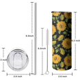 thumbnail image 5 of 20oz Black Sunflower Skinny Tumblers Stainless Steel Tumbler with Lid and Straw,Vacuum Insulated Double Wall Travel Tumbler Cups with Cleaning Brush for Coffee,Tea, 5 of 6