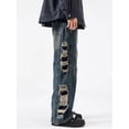 thumbnail image 3 of Mens Distressed Wide Leg Baggy Jeans Plus Size Pocketed Washed Durable Relaxed Fit Denim Pants Streetwear Casual, 3 of 10