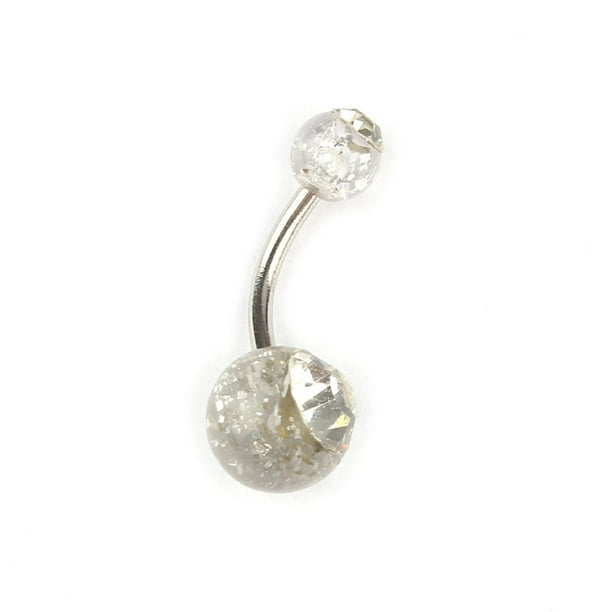 Mnjin Belly Ring Ball Piercing Body Rhinestone Cl Button Barbell Navel Navel Clear 