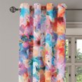 thumbnail image 3 of Ambesonne Floral Grommet Curtain, Blurry Look Abstract Flowers, 50"x63", Sky Blue Salmon and Pink, 3 of 5