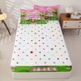 thumbnail image 4 of Homewish Pink Camper RV Car Camping Zipper Twin Comforter Sets with Fitted Sheet and 2 Pillowcases, Cherry Blossom Campfire Zipper Bedding Set for Women, Polka Dots Reversible, 4-Piece, 4 of 6