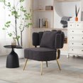 thumbnail image 4 of Accent Chair, Boucle Living Room Accent Chair with Wood Frame and Legs, Upholstered Armchair for Bedroom, Reading Room, Living Room,Black, 4 of 9