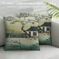 thumbnail image 3 of Leisuo Lumbar Throw Pillow Cover Classic Chinachinese Paintingthe Tile Old Bird House Country Landmarks Retro Spring Vintage Farmhouse Cushion Case for Sofa Couch Home Decor White, 3 of 5