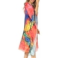 thumbnail image 4 of Sakkas Kristy Long Tall Lightweight Caftan Dress / Cover Up With V-Neck Jewels - Pink / Blue - One Size, 4 of 5