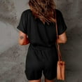 thumbnail image 7 of Summer Jumpsuits for Women Short Sleeve V Neck Solid Color Casual Loose Fit Shorts Rompers Tie Waisted with Pockets, 7 of 7
