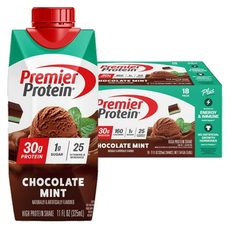 Premier Protein Shake, 30g Protein, Chocolate Mint, 11 Fluid Ounce (Pack of 18)