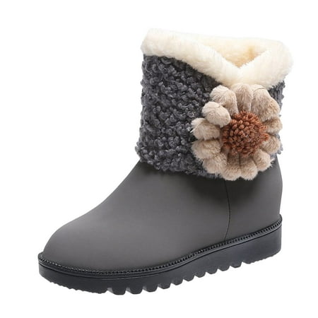 

nsendm Female Shoes Adult Women s Size 6m Boot Shoes Boots Snow Winter Thicksoled Winter Women s Ankle women s boots Boots for Women 10 Grey 7