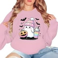 thumbnail image 3 of MYFLOCY Halloween Sweatshirts for Women Pink Ghost Pumpkin Pullover Shirts Crewneck Sweaters Clothes ( S ), 3 of 5
