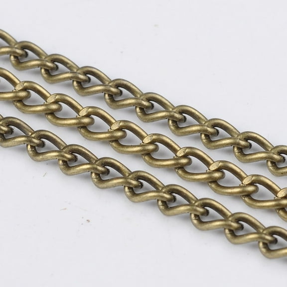 100m Iron Twisted Chains Curb Chains Unwelded with Spool Lead Free and Nickel Free Antique Bronze Link: 3x5mm 0.8mm thick about 328.08 Feet(100m)/roll