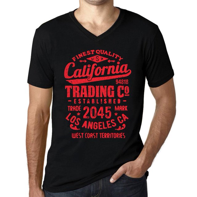 T-Shirt Graphique pour Homme V Cou Californie Commerce depuis 2045