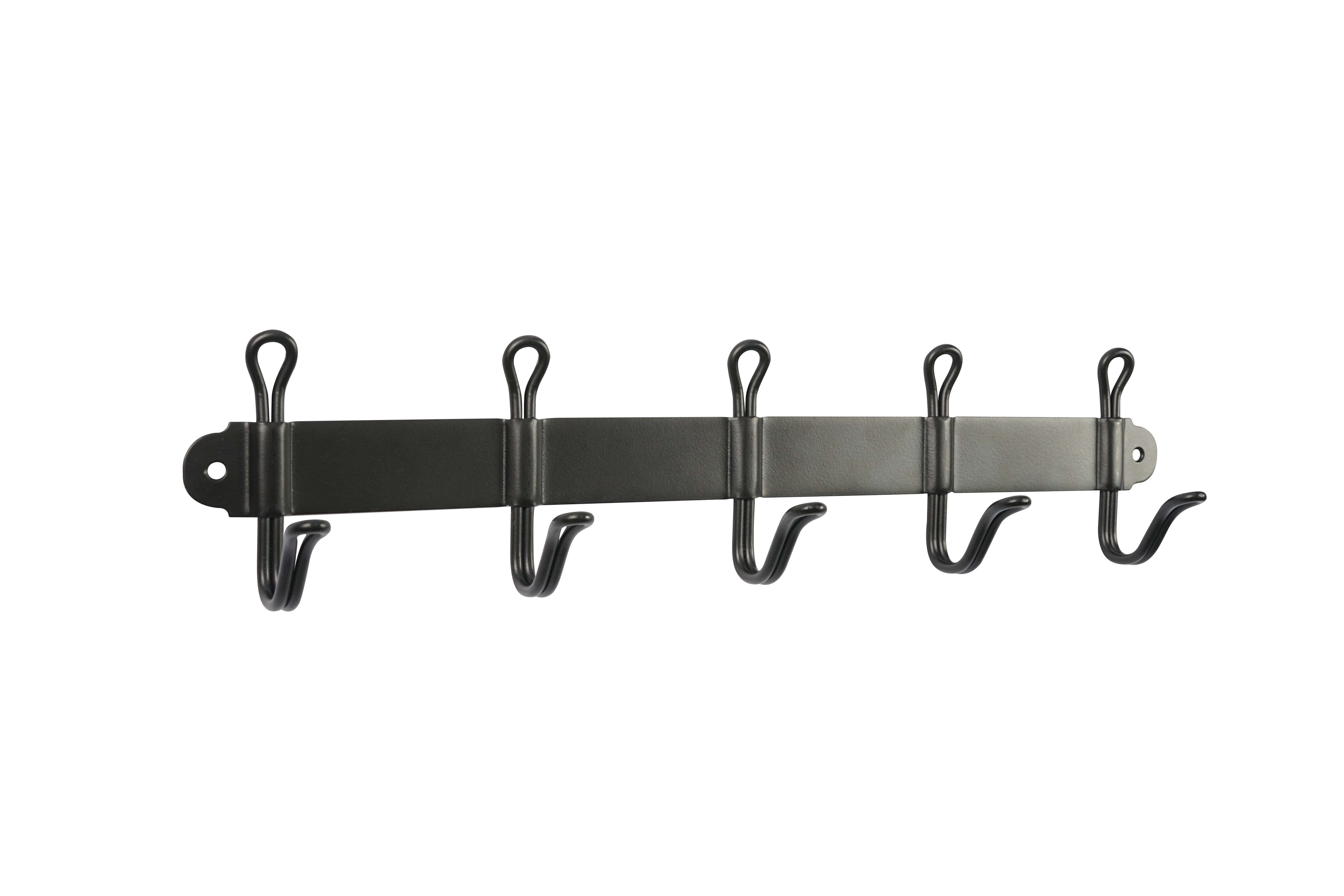 Mainstays 14 1/2 in. Wall Mounted Metal Hook Rack, 5 Single Hooks, Matte Black
