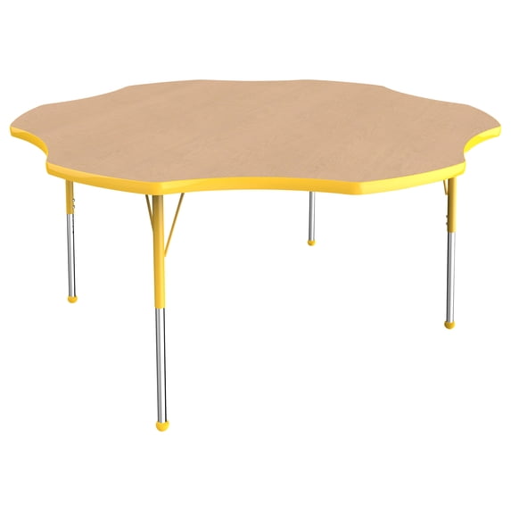 ECR4Kids 60in Flower Premium Thermo-Fused Adjustable Activity Table Maple/Yellow/Yellow - Standard Ball