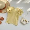 thumbnail image 4 of Nmmacb Kids Girls T-Shirt Summer Solid Color Tee Short Sleeve Top Short Sleeve Ruffle Sleeve Tee Size 1-9Y, 4 of 9