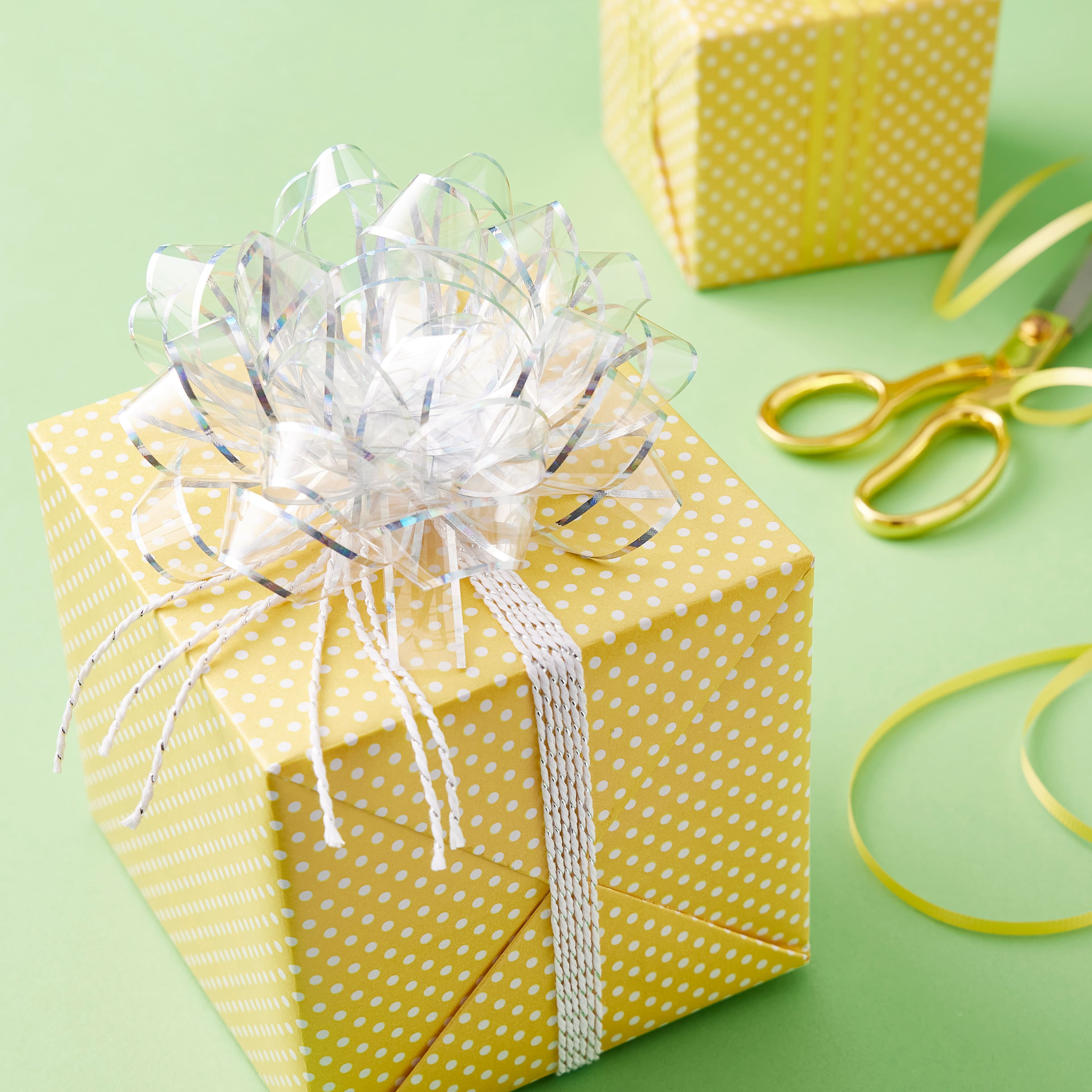 6" Clear & Silver Trim Gift Bow by Celebrate It – Plastic with Elegant Finish – Ideal for Gift Wrapping - Party Favors & Holiday Packaging - 12 Pack