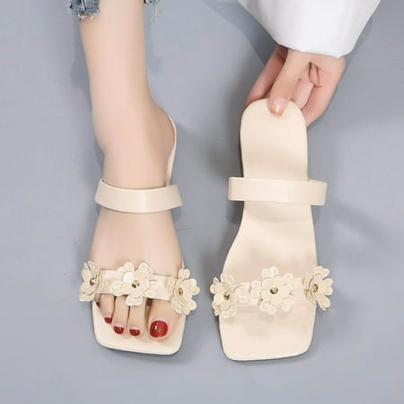 

YOTAMI Slippers for Women Women Open Toe Slippers Shoes Comfy Sandals Casual Comfortable Beach Sandals Beige