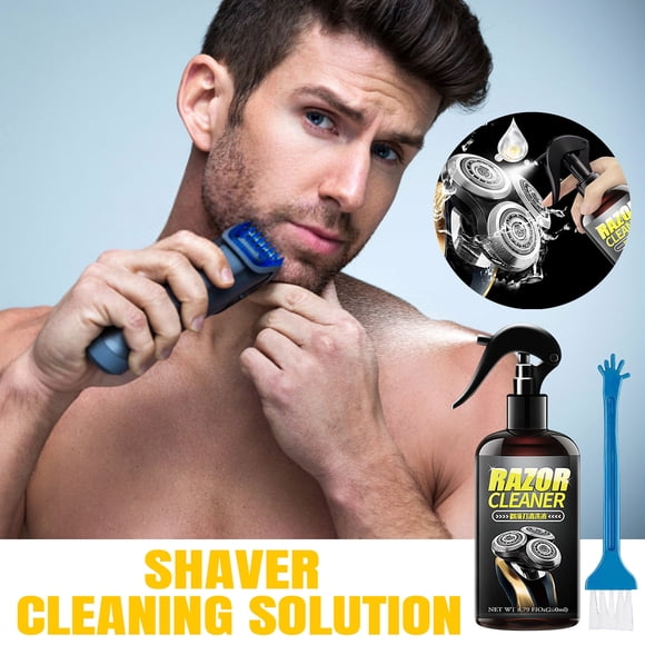 Sokhug Solution de Nettoyage pour Rasoir Électrique 260 ml avec Brosse, Nettoyant Universel pour Rasoir pour Enlever les Débris d'Huile, Trousse d'Entretien