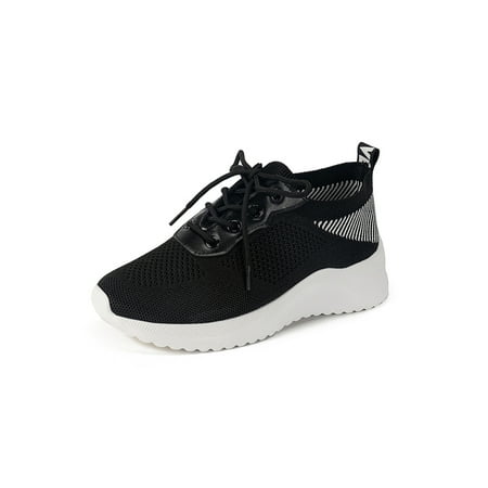 

Tenmix Ladies Running Shoe Wedge Sneakers Mesh Walking Shoes Breathable Trainers Women Lightweight Anti-skid Athletic Sneaker Black 9