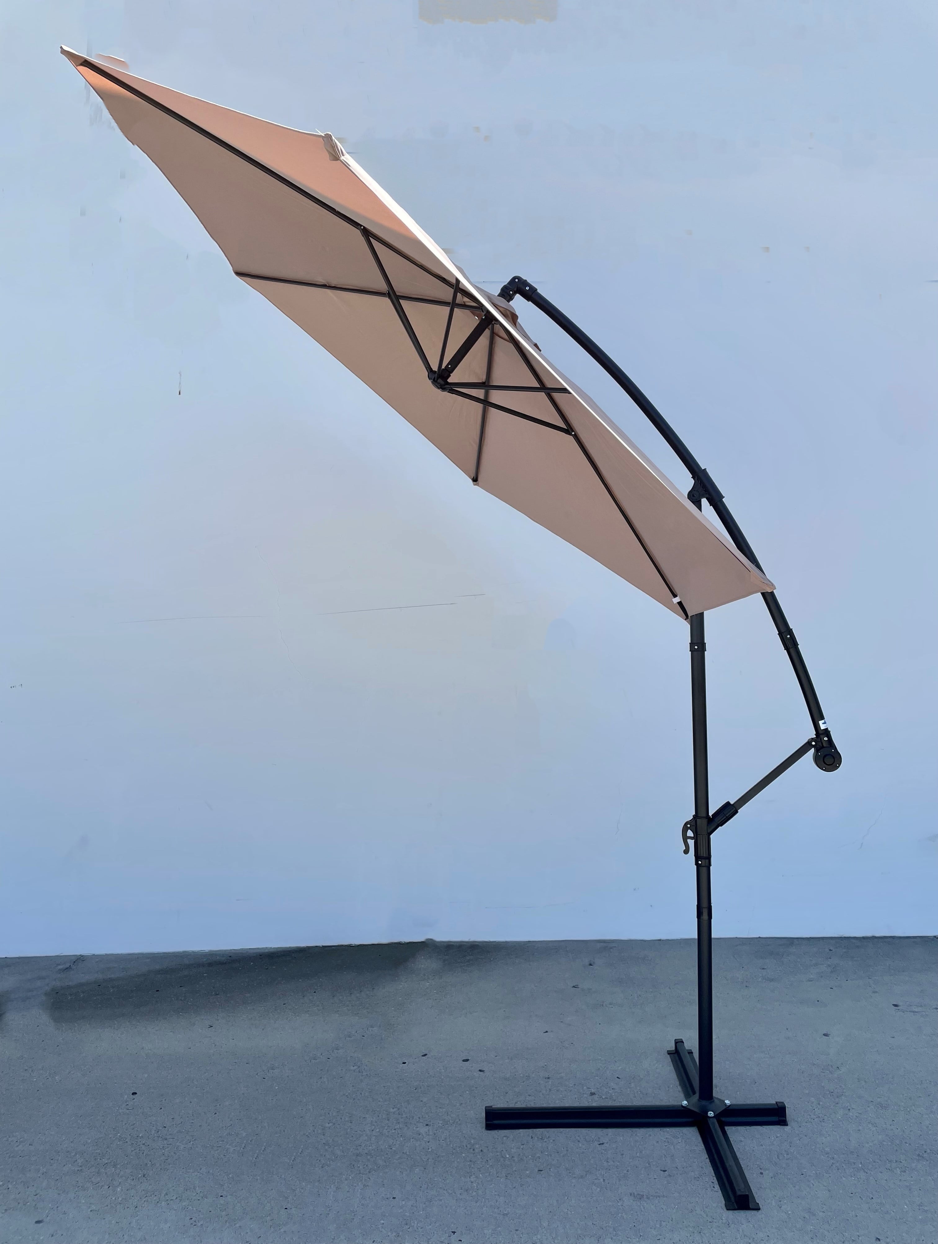 Rhino 10' Steel Cantilever Patio w/Crank & Base umbrella - Beige