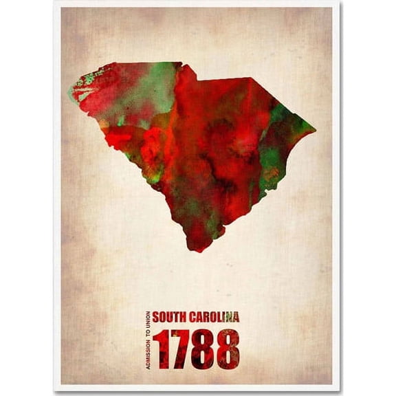 Trademark Fine Art "South Carolina Watercolor Map" Canvas Art by Naxart