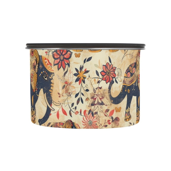 Bohemain Elephant Vintage Airtight Coffee Bean Canister 17oz Food Storage Containers with Lids For Gournd, Tea, Sugar, Flour, Rice, Cereal, Candy Cookie Jar