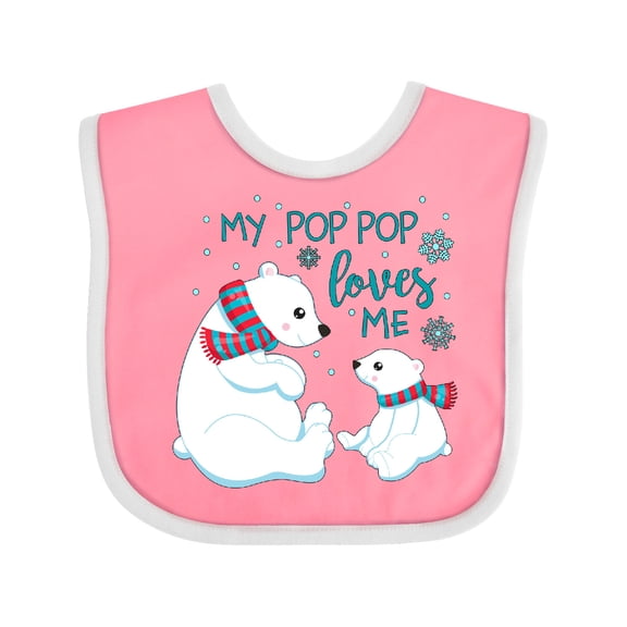 Inktastic My Pop Pop Loves Me Cute Polar Bears Boys or Girls Baby Bib