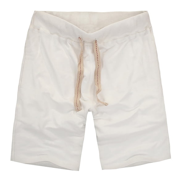 Mesh Shorts Men Men's Loose Sports Shorts Knee Length High Waist Drawstring Casual Cotton Shorts Unisex White XL