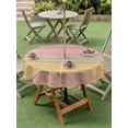 thumbnail image 4 of Outdoor Tablecloth with Umbrella Hole for Patio/Picnic/Party/Camping, Pink Wooden Grain Waterproof Table Cloth Round Cover Washable, Vintage Chic Geometric Ombre Brown (Dia 54"), 4 of 8