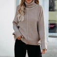 thumbnail image 2 of Duoif Women's Sweaters Women Fashion Pullover Long Sleeve Turtleneck Sweater Blouse Sweaters for Women Khaki M, 2 of 7