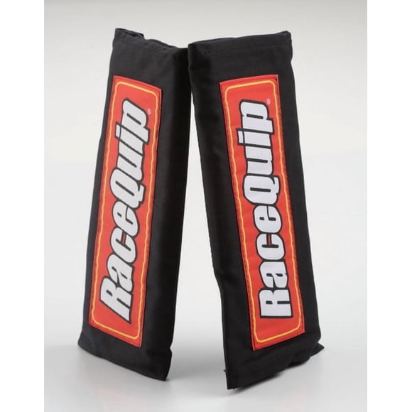 RaceQuip Seat Belt Shoulder Pad 767001 Black; Foam Padding/Pyrovatex FRC Cover; With Racequip Logo; Hook And Loop Closure