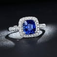 thumbnail image 2 of 2 Carat Classic 8x6mm Oval Cut Blue Sapphire And Moissanite Diamond Halo Engagement Ring in 10k White Gold, 2 of 5