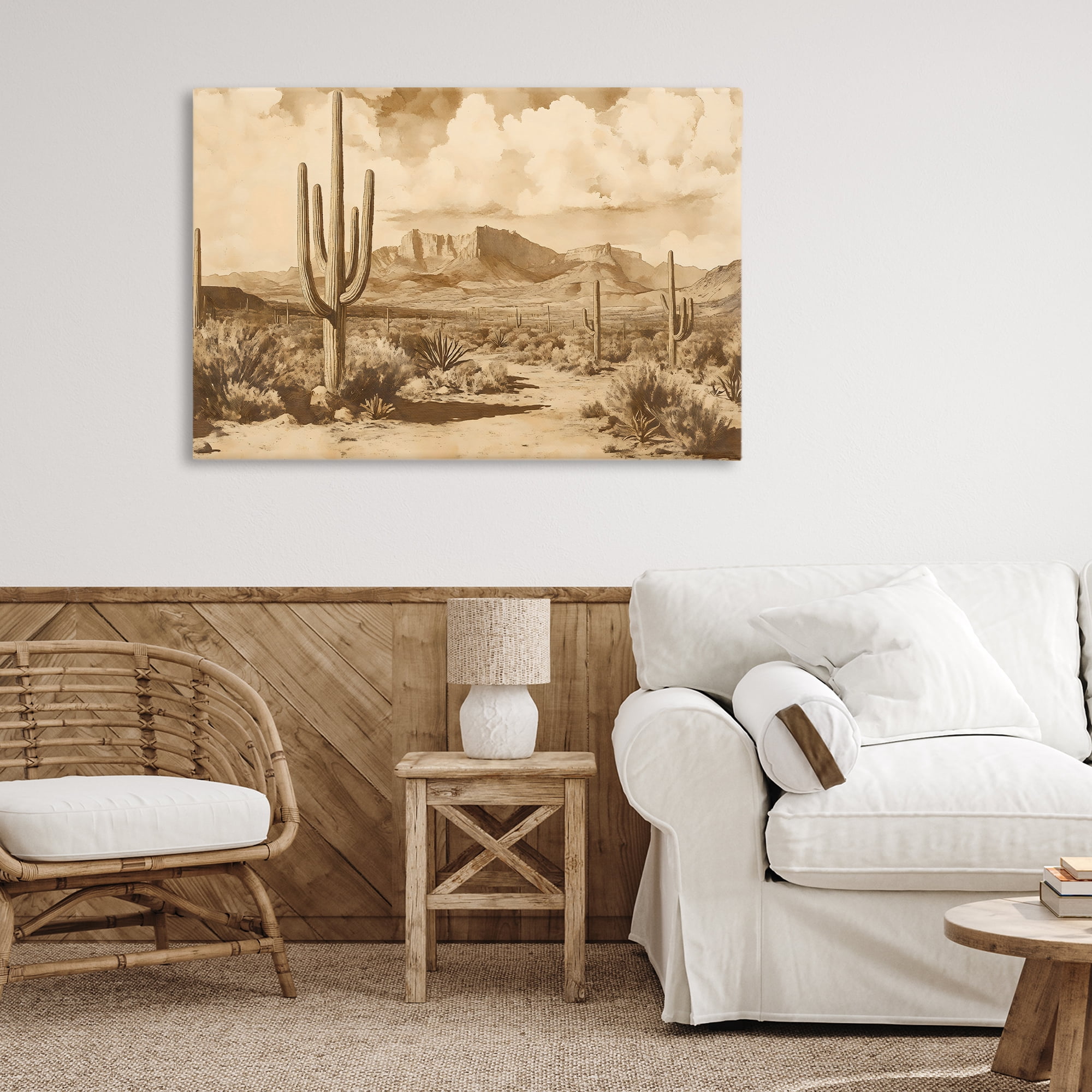 Stupell Industries Vintage Desert Peaks with Saguaro Canvas Wall Art, design by Franklyn Gregory