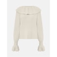 thumbnail image 4 of Suéter Holgado de Cuello Alto para Mujer, con Mangas de Obispo, Talla Grande, Estilo Jersey. M, 4 of 9
