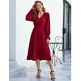 thumbnail image 7 of Women's Spring Dress, Long Sleeve Mini Tunic Casual V Neck Wedding Guest Dresses, 7 of 7