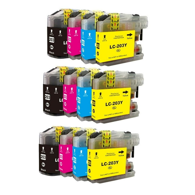 12 Ink (3Set) LC203XL Compatible Ink Cartridge for Brother printer LC-203XL