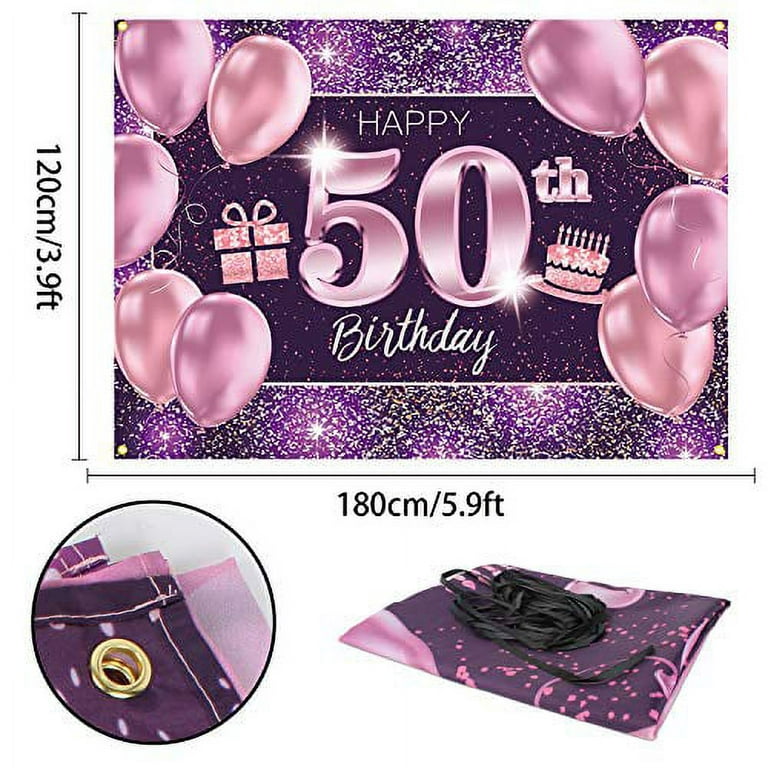 50th Birthday Decorations for Women, Happy Birthday Banner for Birthda –  Lasercutwraps Shop