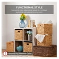 thumbnail image 3 of 12x12in Hyacinth Baskets, Rustic Set of 5 Multipurpose Collapsible Storage Organizer, Handwoven Laundry Totes for Bedroom, Living Room, Bathroom, Shelves w/Inserts - Chestnut, 3 of 4