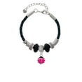 thumbnail image 2 of Delight Jewelry Silvertone Mini Hot Pink Ladybug Godmother Celtic Knot Leather Bead Bracelet, 7"+2" Extender, 2 of 4