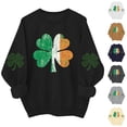 thumbnail image 7 of Moxiu Women's St Patrick'S Day Shirt Lucky Clover Irish Shamrock Pullover Crewneck Graphic Shirts Tops Long Sleeve Sweatshirt Khaki,S, 7 of 7